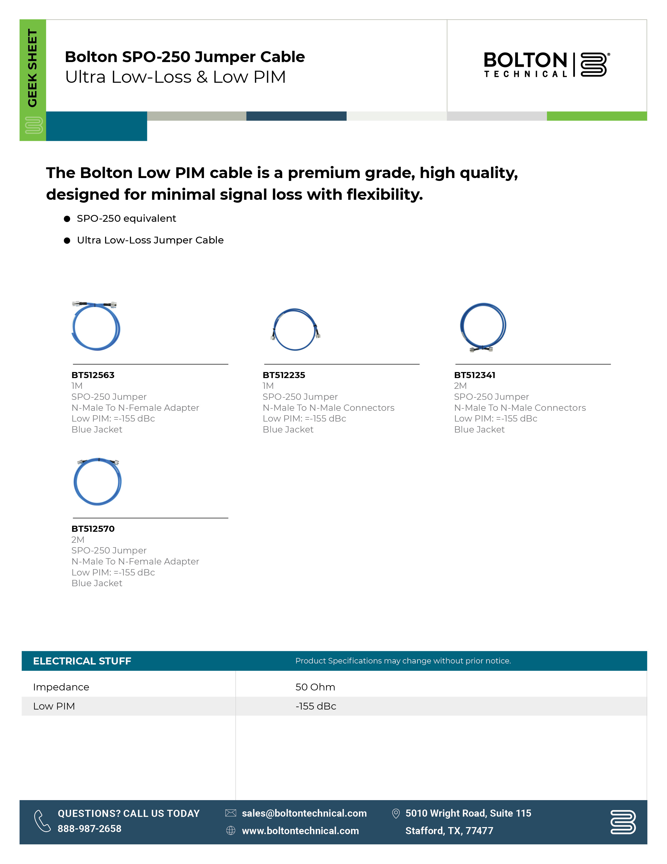 bolton spo 250 jumper cable specifications